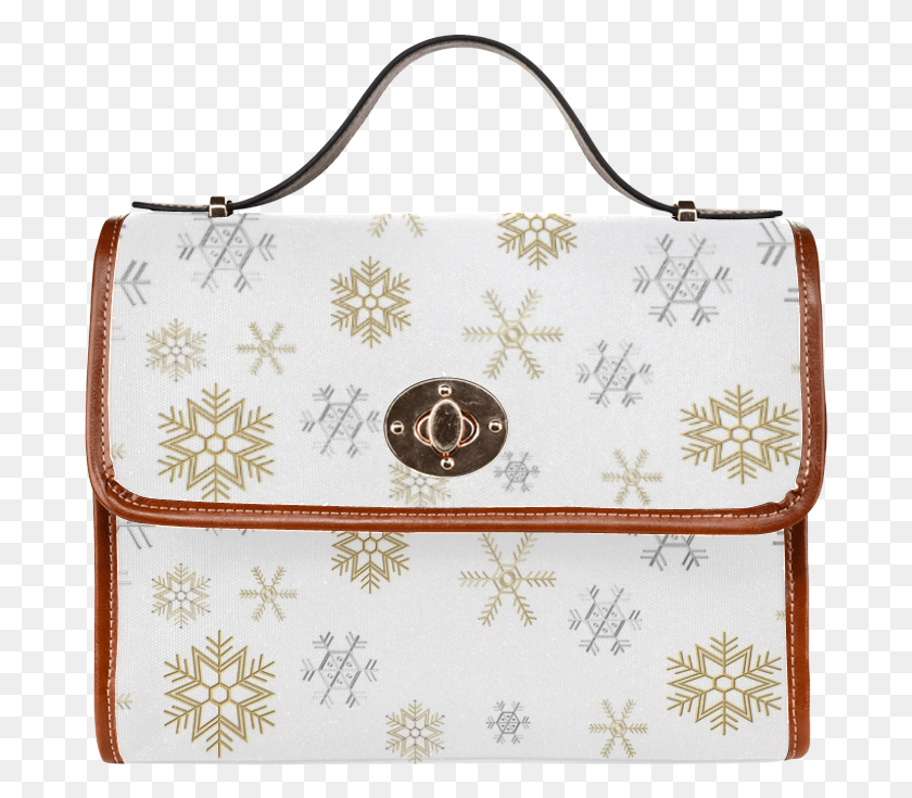 686x675 Silver And Gold Snowflakes On A White Background 2 Handbag, Bag, Accessories, Accessory HD PNG Download