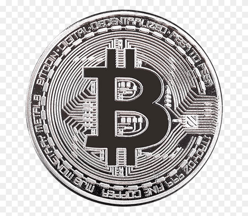 672x672 Silver Bitcoin Silver Bitcoin Coin, Logo, Symbol, Trademark HD PNG Download