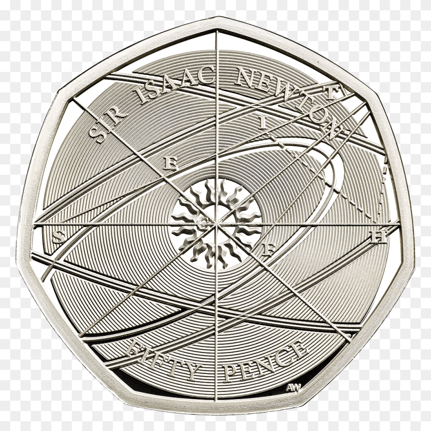 1000x1000 Серебряная Монета Сэр Исаак Ньютон Королевский Монетный Двор, Броня, Щит Hd Png Скачать
