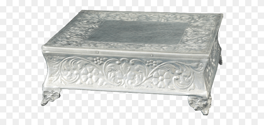 582x340 Silver Flower Cake Stand Sq Coffee Table, Furniture, Box, Rug HD PNG Download
