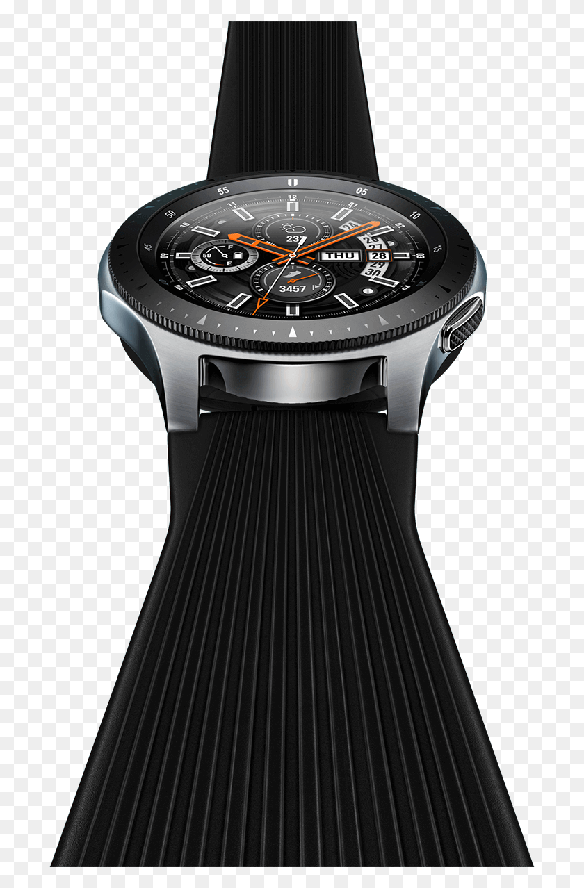 698x1218 Silver Galaxy Watch Model In Black Viewed From Watch 46mm Samsung Galaxy Watch, Wristwatch, Skirt, Clothing HD PNG Download