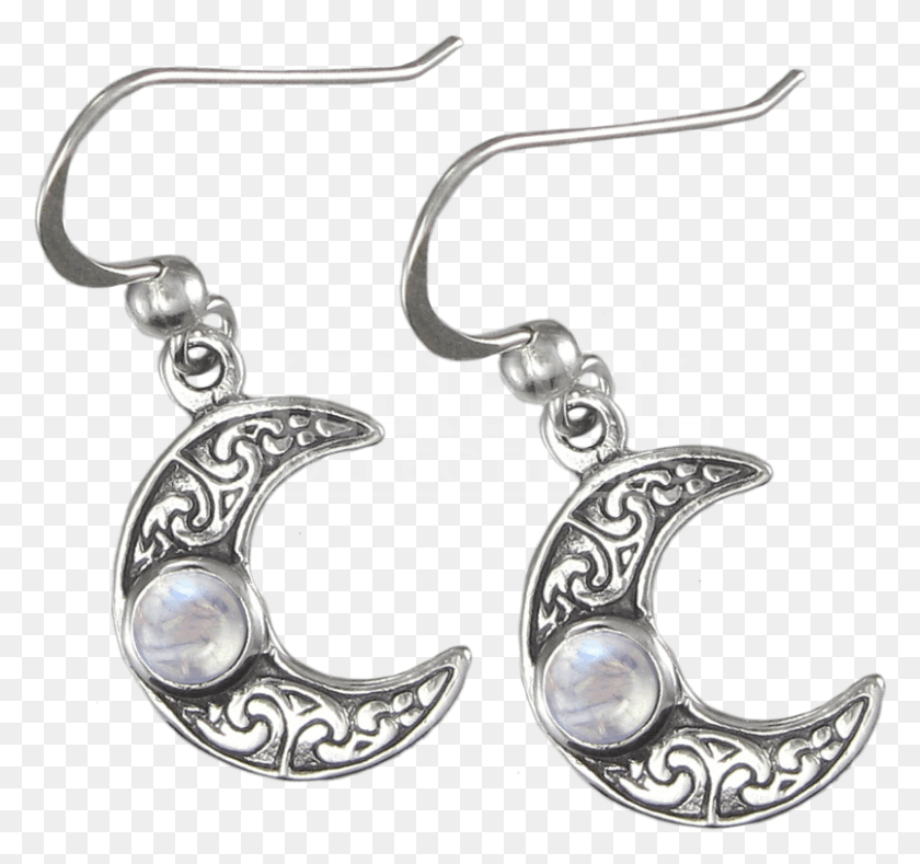 804x752 Silver Horned Moon Crescent Earrings With Rainbow Moonstone Earrings, Accessories, Accessory, Earring HD PNG Download