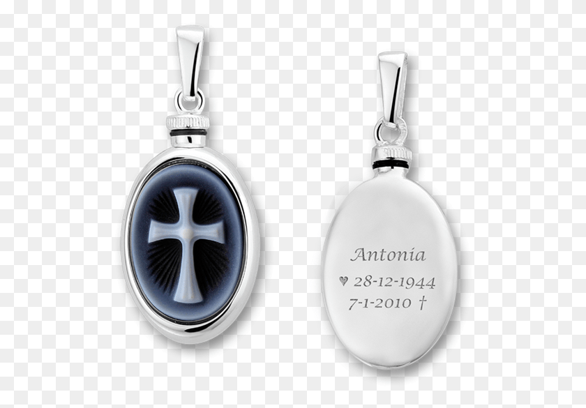 516x525 Silver Oval Ash Pendant With Blue Cameo Latin Cross Gravur Medaillon Verstorbene Person, Accessories, Accessory, Jewelry HD PNG Download