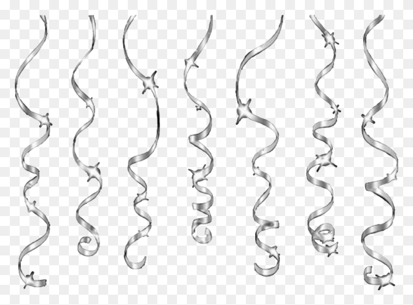 1024x737 Silver Streamers Ribbon Partyitems Party Celebrate Line Art, Spiral, Coil, Photography HD PNG Download