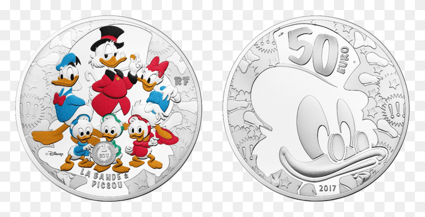 1200x570 Silver The Obverse Of This Colorised Silver Coin Scrooge Mcduck France Coin, Text, Dish, Meal HD PNG Download
