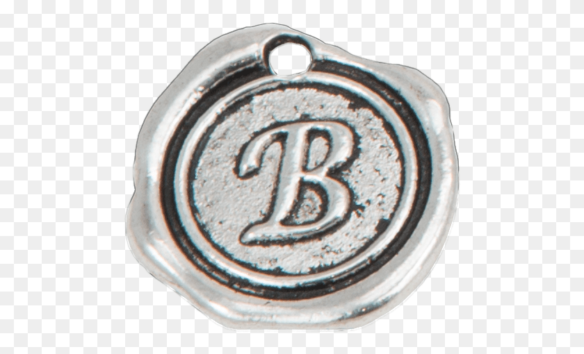 487x450 Silver Wax Seal B Charm Circle, Text, Alphabet, Number HD PNG Download