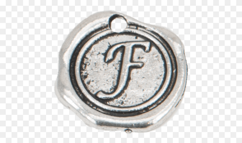 470x438 Silver Wax Seal F Charm Silver, Text, Wax Seal, Alphabet HD PNG Download