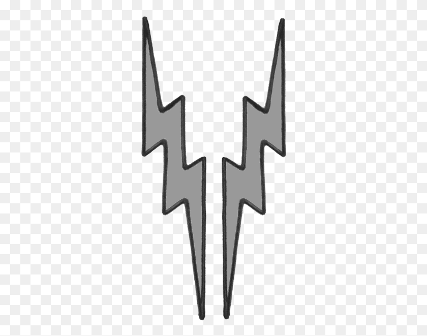 291x601 Silvergrey Lightning Bolts 10 Embroidered Reflective Emblem, Cross, Symbol, Weapon HD PNG Download