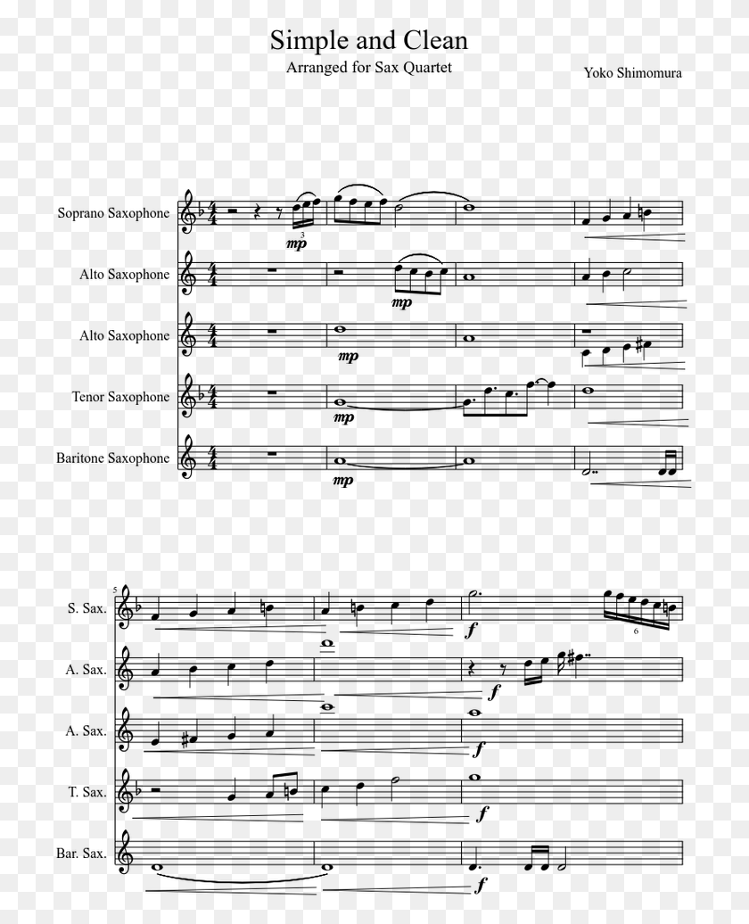 717x976 Simple And Clean For Sax Quintet Sheet Music For Soprano Uncharted Theme Sheet Music, Gray, World Of Warcraft HD PNG Download