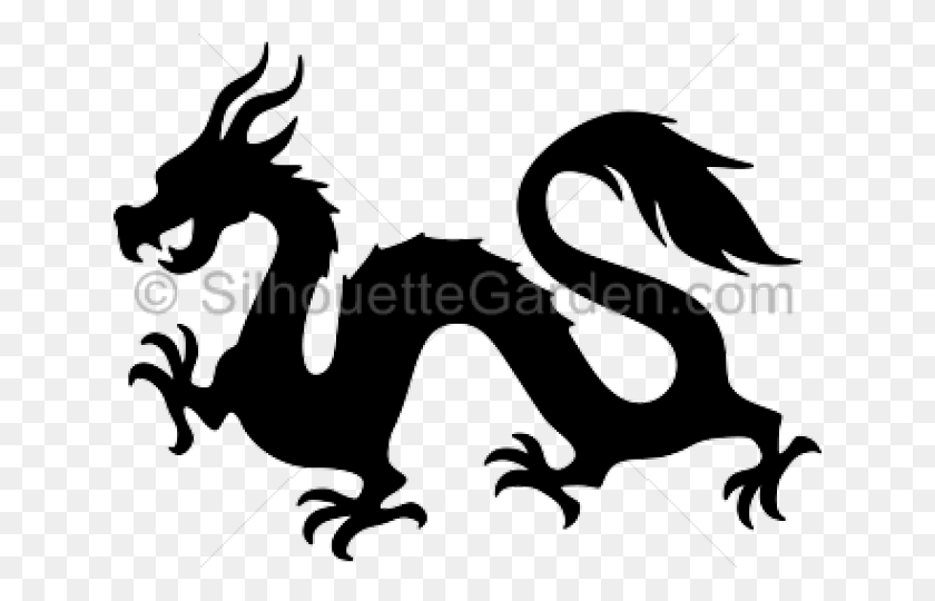 640x480 Простой Китайский Дракон Силуэт Китайский Дракон Легкий Клипарт, Дракон, Животное, Млекопитающее Hd Png Скачать