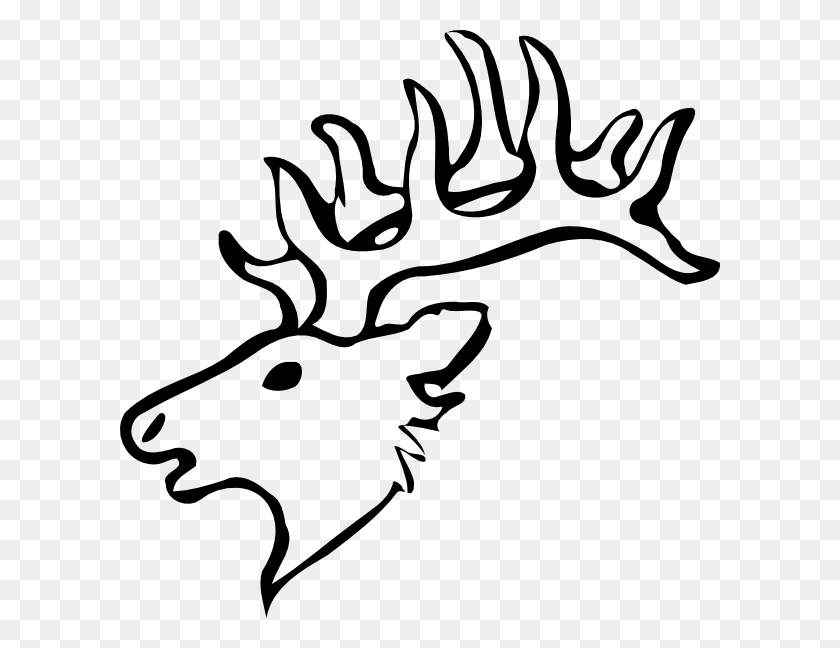 600x588 Simple Elk Head Drawing, Antler, Deer, Wildlife HD PNG Download