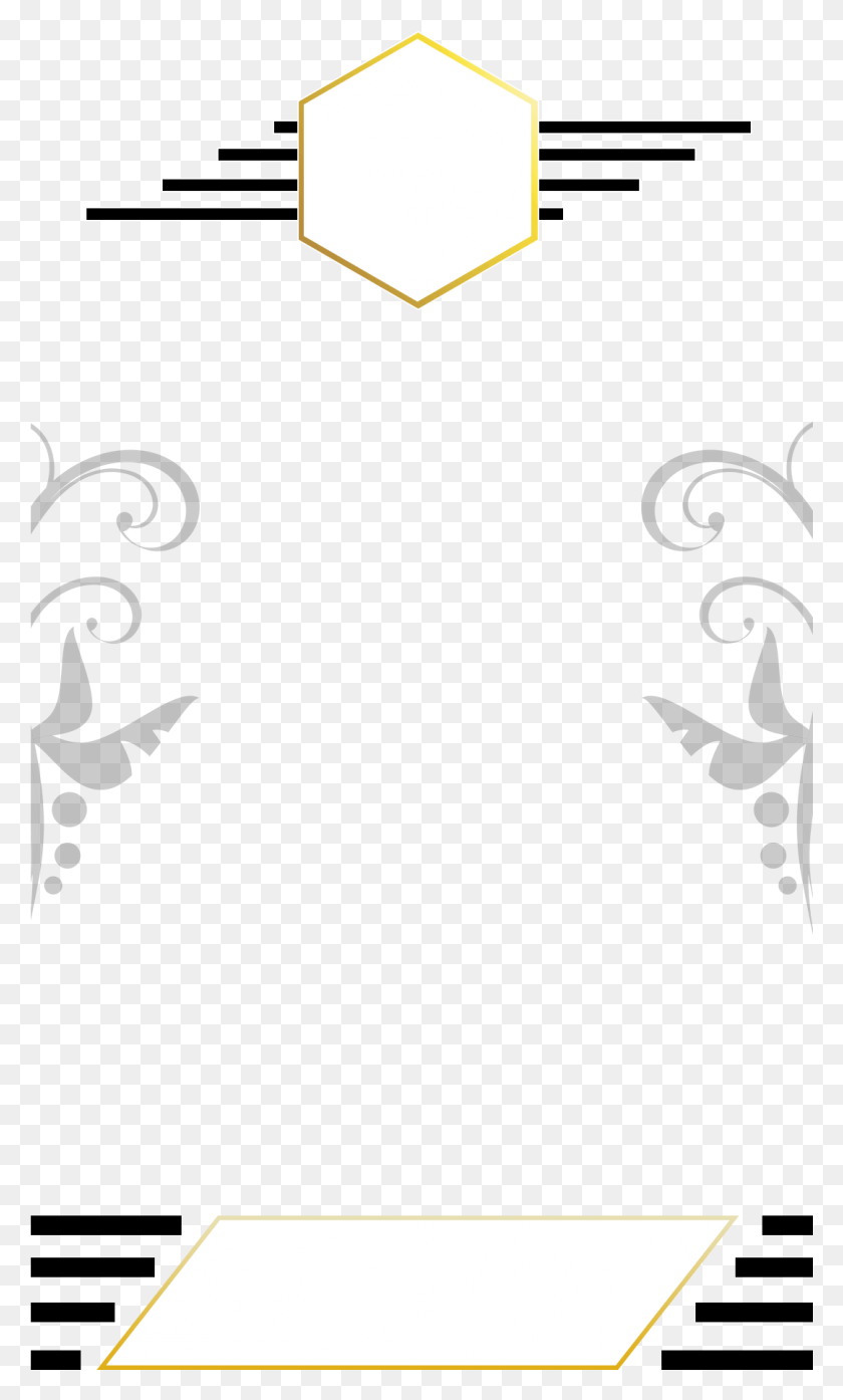 1081x1850 Simple Gold Frame, Graphics, Floral Design HD PNG Download