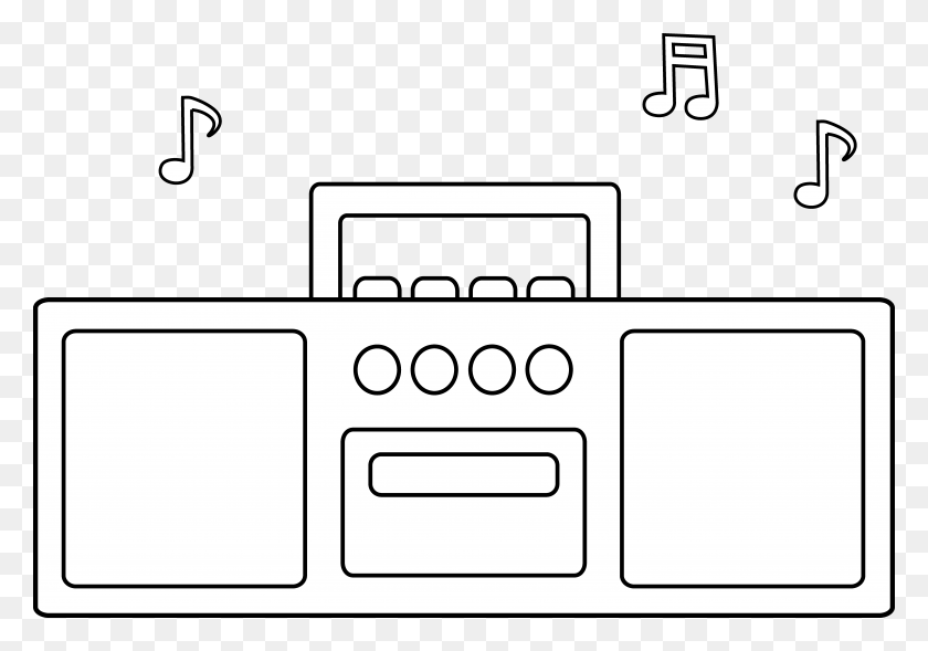 6938x4712 Simple Radio Line Art Animated Radio Black And White, Appliance, Oven, Dishwasher HD PNG Download