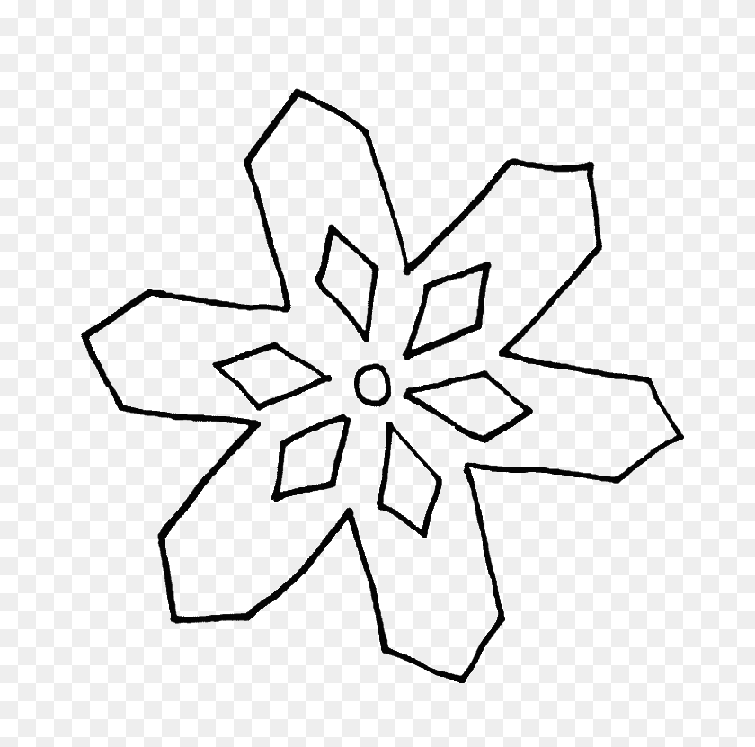 700x771 Simple Snowflake Coloring Pages Simple Drawing Of Snowflakes, Symbol HD PNG Download