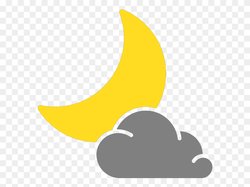 589x570 Descargar Png Iconos De Clima Sencillo Noche Nublada Icono De Clima Nocturno, Plátano, Fruta, Planta Hd Png