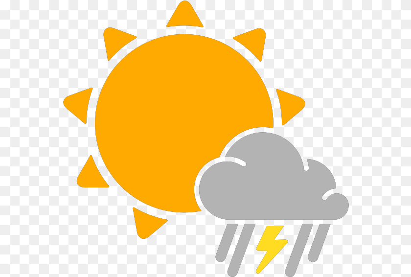 585x566 Simple Weather Icons Partly Mixed Rain And Thunderstorms Sunny Weather Icon, Logo Transparent PNG