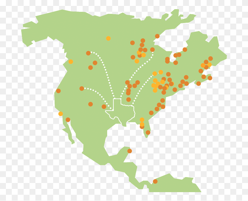 699x621 Descargar Png / Mapa De Vista De Migración Simplificada De Avistamientos De Monarca Reportados La Francophonie En Amerique, Diagram, Atlas, Plot Hd Png