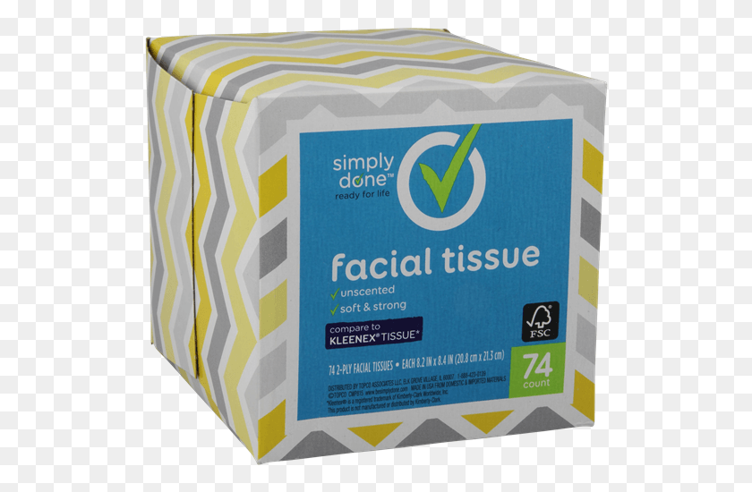 518x490 Simply Done Unscented Soft Amp Strong Facial Tissue 74ct Box, Cushion, Furniture, Carton HD PNG Download