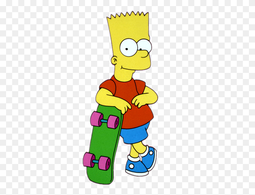 303x582 Los Simpsons Bart Simpson Con Patineta, Etiqueta, Texto Hd Png