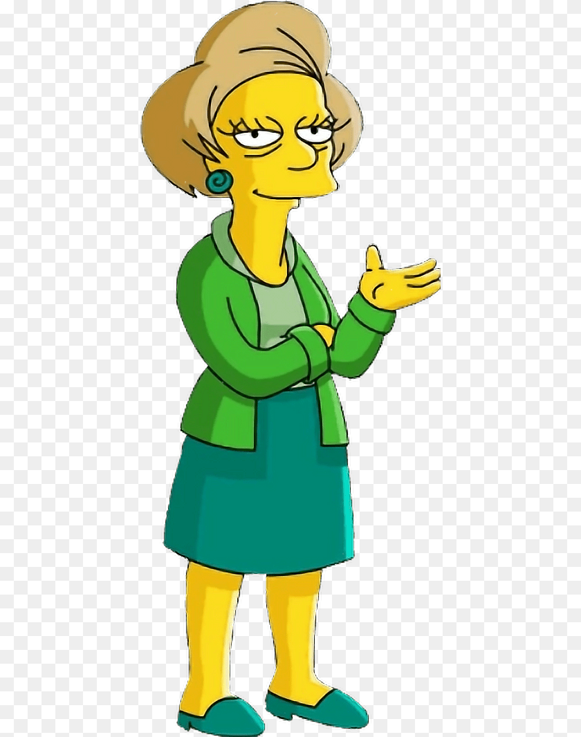 434x1066 Simpsons Edna Maestra Clavados Maestra De Los Simpsons, Baby, Person, Face, Head PNG