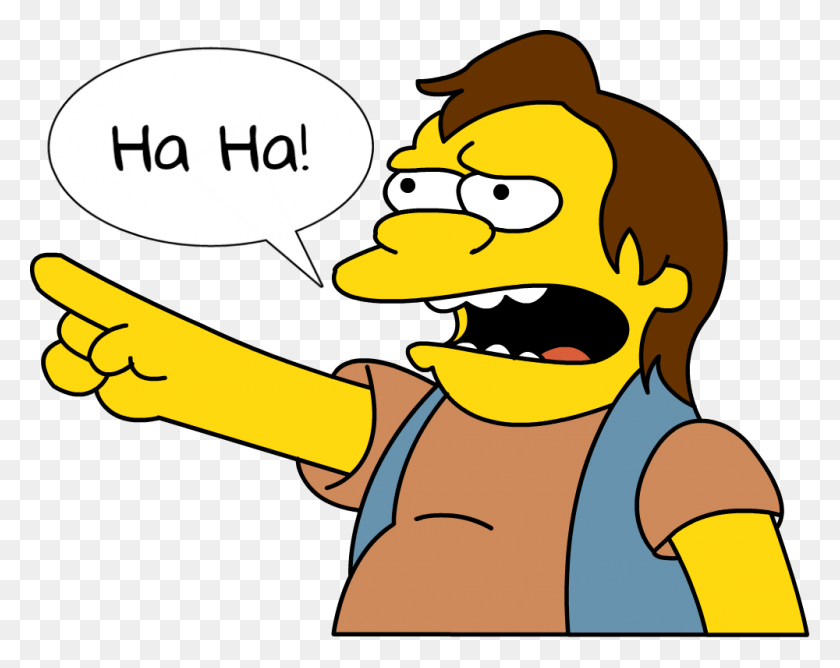 1000x780 Simpsonsfamily Haha Nelson Nelson Muntz, Face, Text, Slingshot HD PNG Download