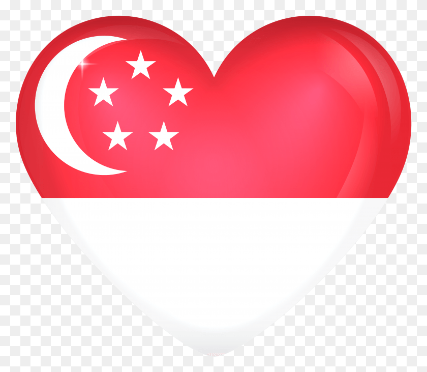 5868x5048 Singapore Flag Heart, Balloon, Ball, Symbol HD PNG Download