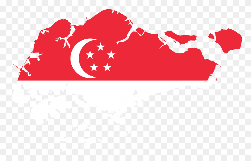 2299x1415 Флаг Сингапура Карта Сингапура С Флагом, Символ, Птица, Животное Hd Png Скачать
