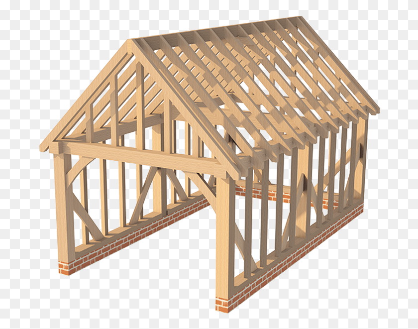 690x601 Single Gable Ended Roof Kent Oak Framed Garage Frame, Wood, Gate, Dog House Descargar Hd Png