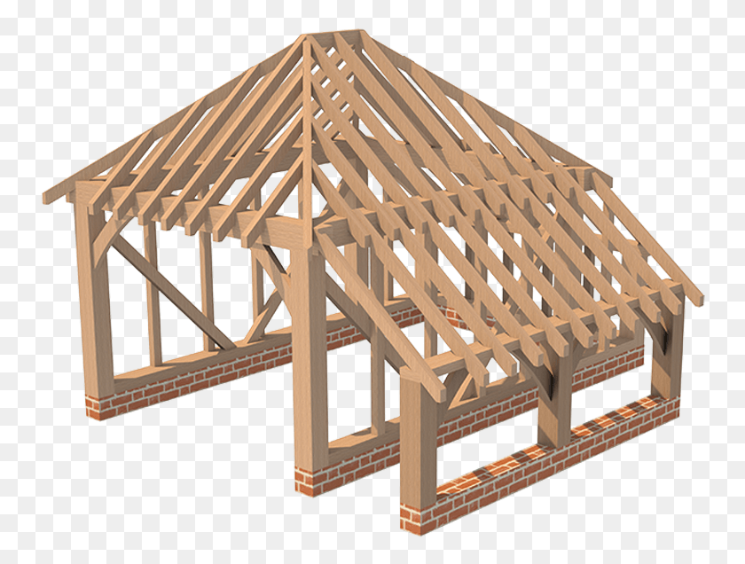 751x576 Single Garage Hipped Roof With Catslide And Single Catslide Roof Construction, Wood, Gate, Plywood HD PNG Download