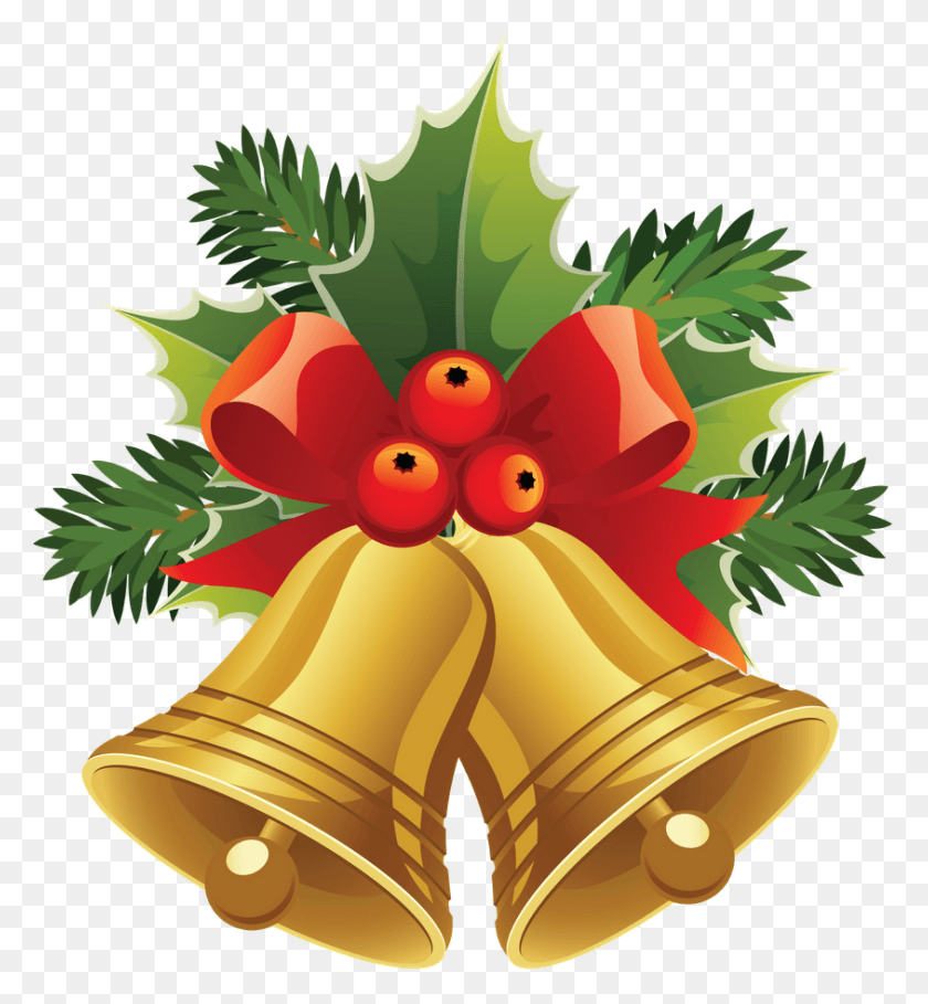 844x919 Sino Natal Campanas De Navidad 2017, Bronce, Instrumento Musical, Diseño Floral Hd Png