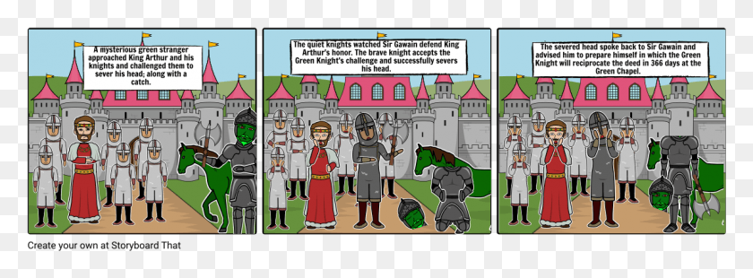 1145x368 Sir Gawain Amp The Green Knight Cartoon, Comics, Book, Person HD PNG Download