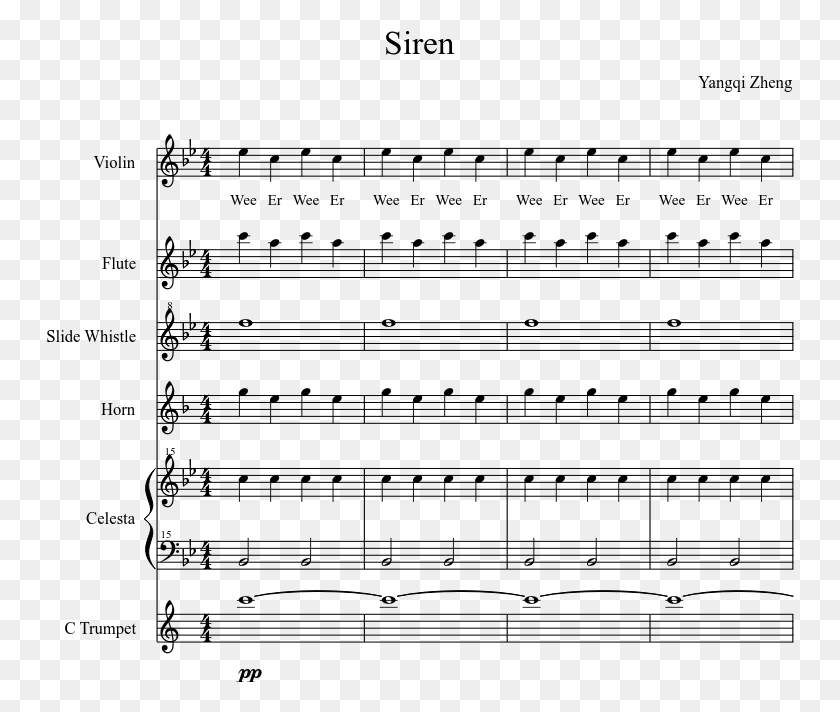 748x652 Siren Sheet Music Composed By Yangqi Zheng 1 Of 6 Pages Sound Of Silence Tenor Sax Sheet Music, Gray, World Of Warcraft HD PNG Download