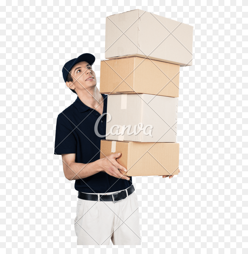 473x800 Sitting, Package Delivery, Person, Carton HD PNG Download