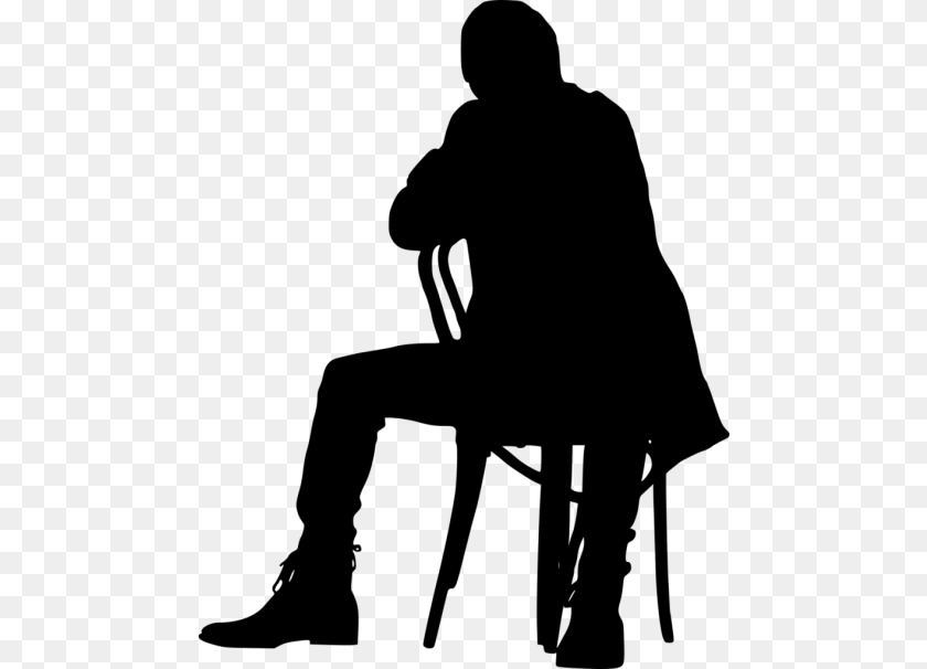 481x606 Sitting In Chair Silhouette, Adult, Male, Man, Person Sticker PNG