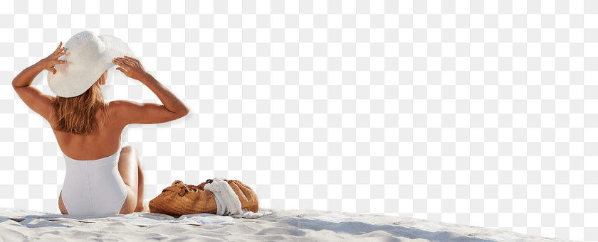 Sitting On The Beach Sitting Beach, Adult, Person, Hat, Female PNG