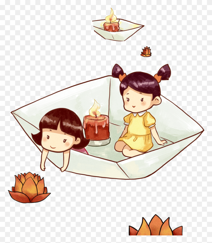 1294x1501 Sitting Paper Boat Lantern Cartoon And Psd Cartoon, Meal, Food HD PNG Download