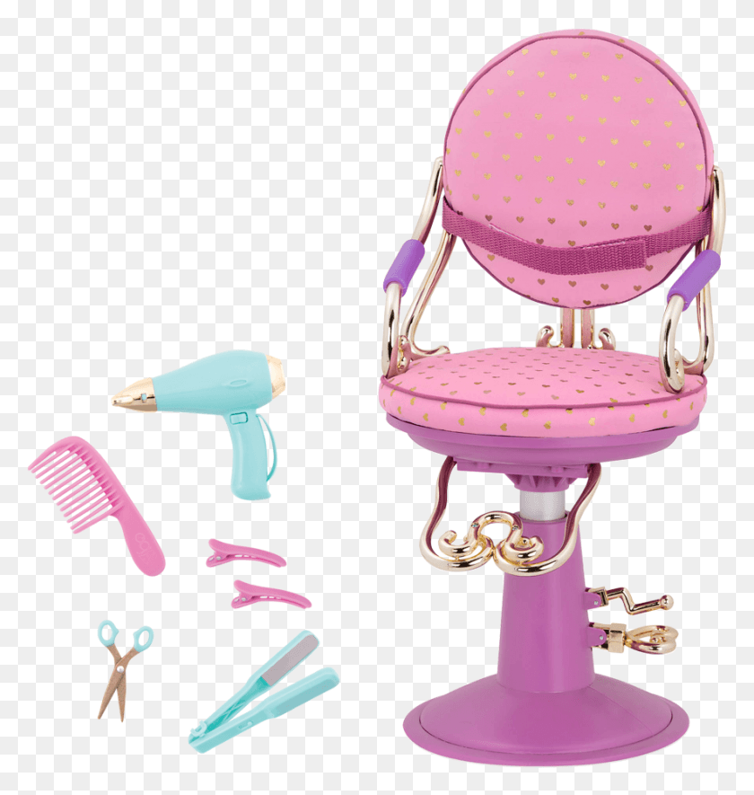 882x933 Sitting Pretty Salon Chair Gold Hearts Purple Base Cadeira De Rodas Para Our Generation, Room, Indoors, Furniture HD PNG Download