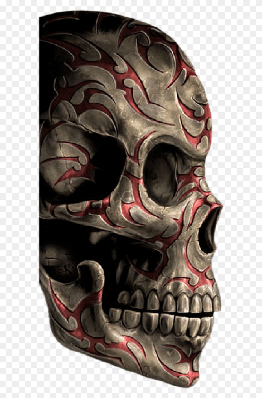 600x1216 Skeleton Free Side Of A Skull, Tattoo, Skin, Building HD PNG Download