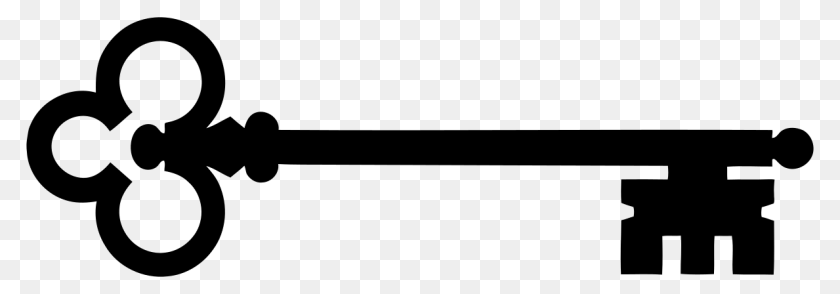 1280x448 Skeleton Key Silhouette, Gray PNG