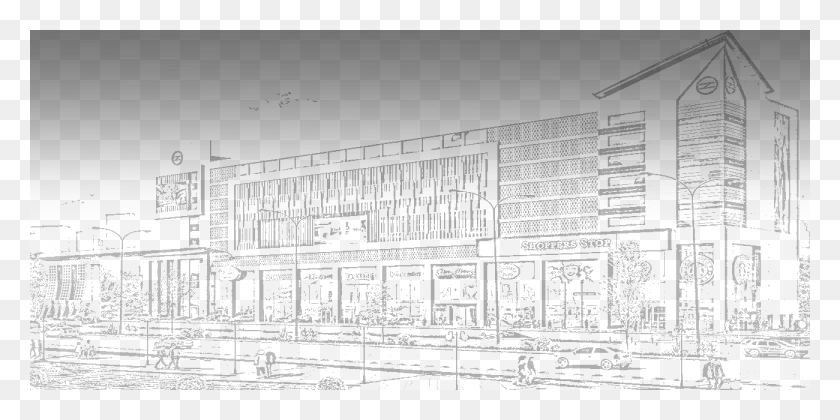 1300x600 Sketch, Office Building, Building, Outdoors HD PNG Download
