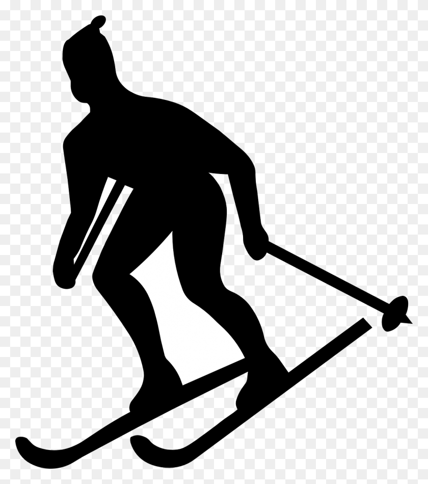 Силуэты спортсменов лыжи