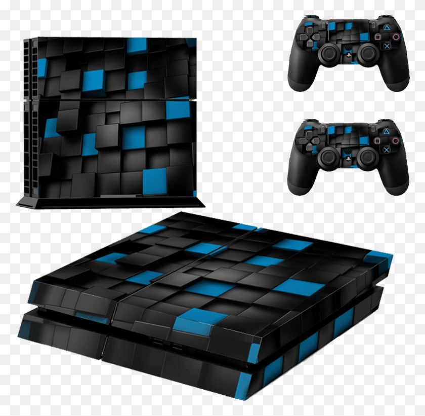 784x765 Descargar Png Skin Negro Y Azul 3D Grid Ps4 Ps4 Pro Skin West Ham, Cámara, Electrónica, Minecraft Hd Png