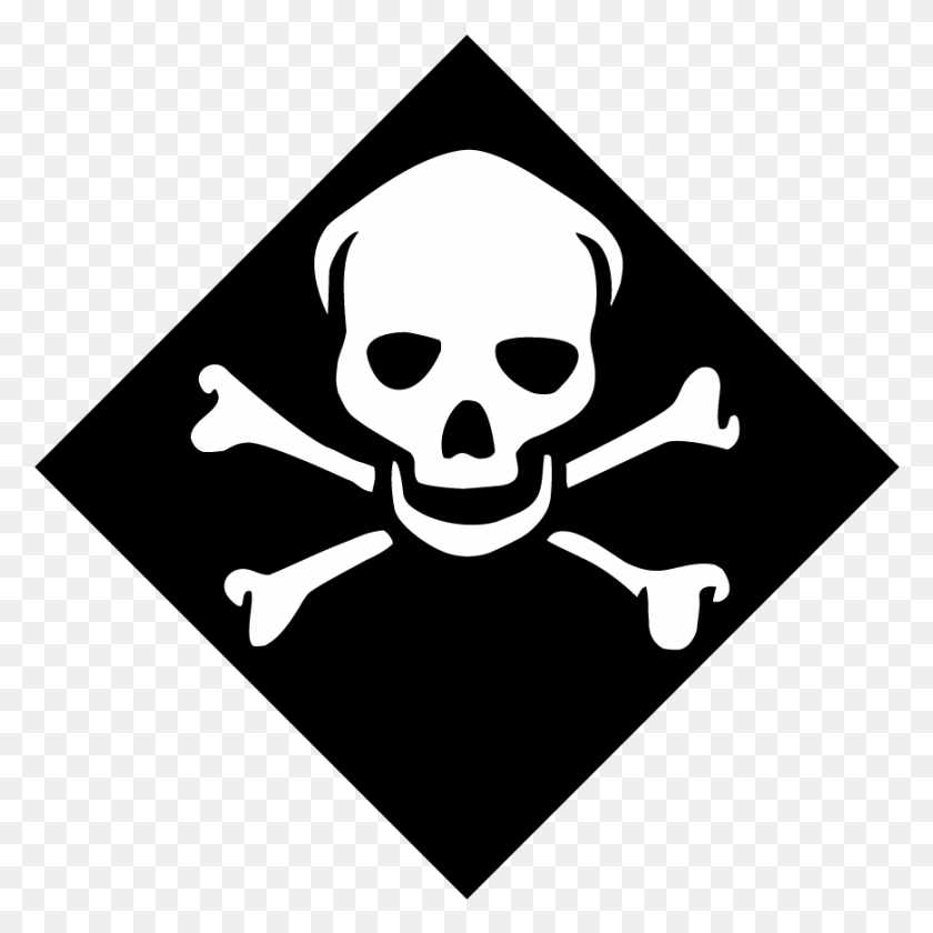 869x869 Skull And Cross Bones Inhalation Hazard 6 Placard, Pirate, Symbol, Snowman HD PNG Download