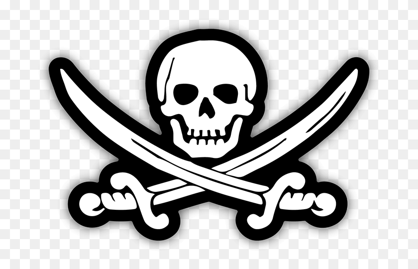 698x480 Skull And Crossbones Stickers Jolly Roger Calico Jack, Pirate, Scissors, Blade HD PNG Download