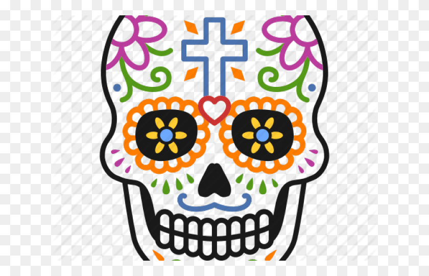 640x480 Skull Clipart Day The Dead Skull Decorated, Graphics, Pattern HD PNG Download