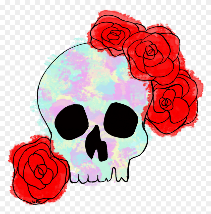1001x1014 Skull Clipart Floral Clip Art, Graphics, Doodle HD PNG Download