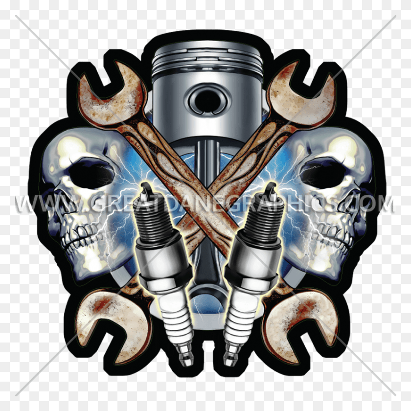 826x826 Skull Clipart Mechanic Mechanic Skull, Engine, Motor, Machine HD PNG Download