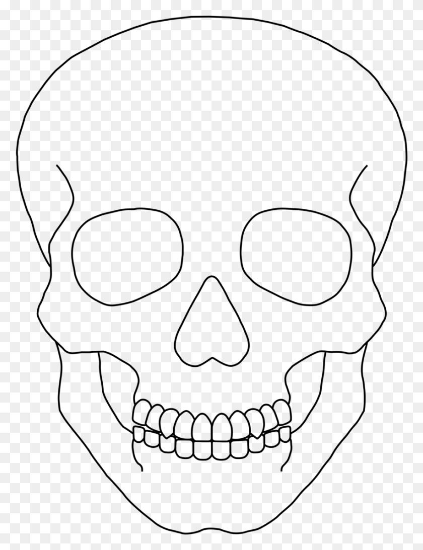 852x1129 Skull Clipart Template Free Clip Art Stock Illustrations Human Skull Drawing Simple, Gray, World Of Warcraft HD PNG Download