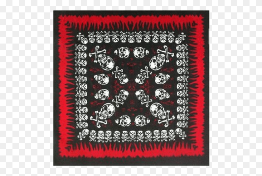 506x506 Skull Flame Pattern Bandana Fabric Needlework, Clothing, Apparel, Rug HD PNG Download