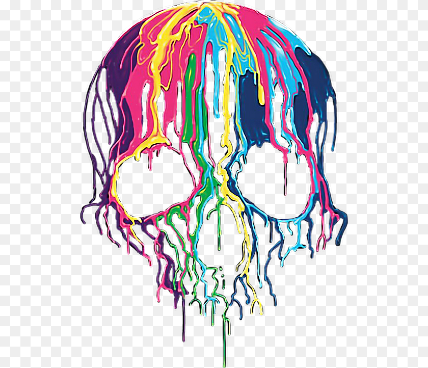 526x722 Skull Paint Rainbow Rainbowskull Skullrainbow T Shirt, Art, Graphics, Modern Art Sticker PNG